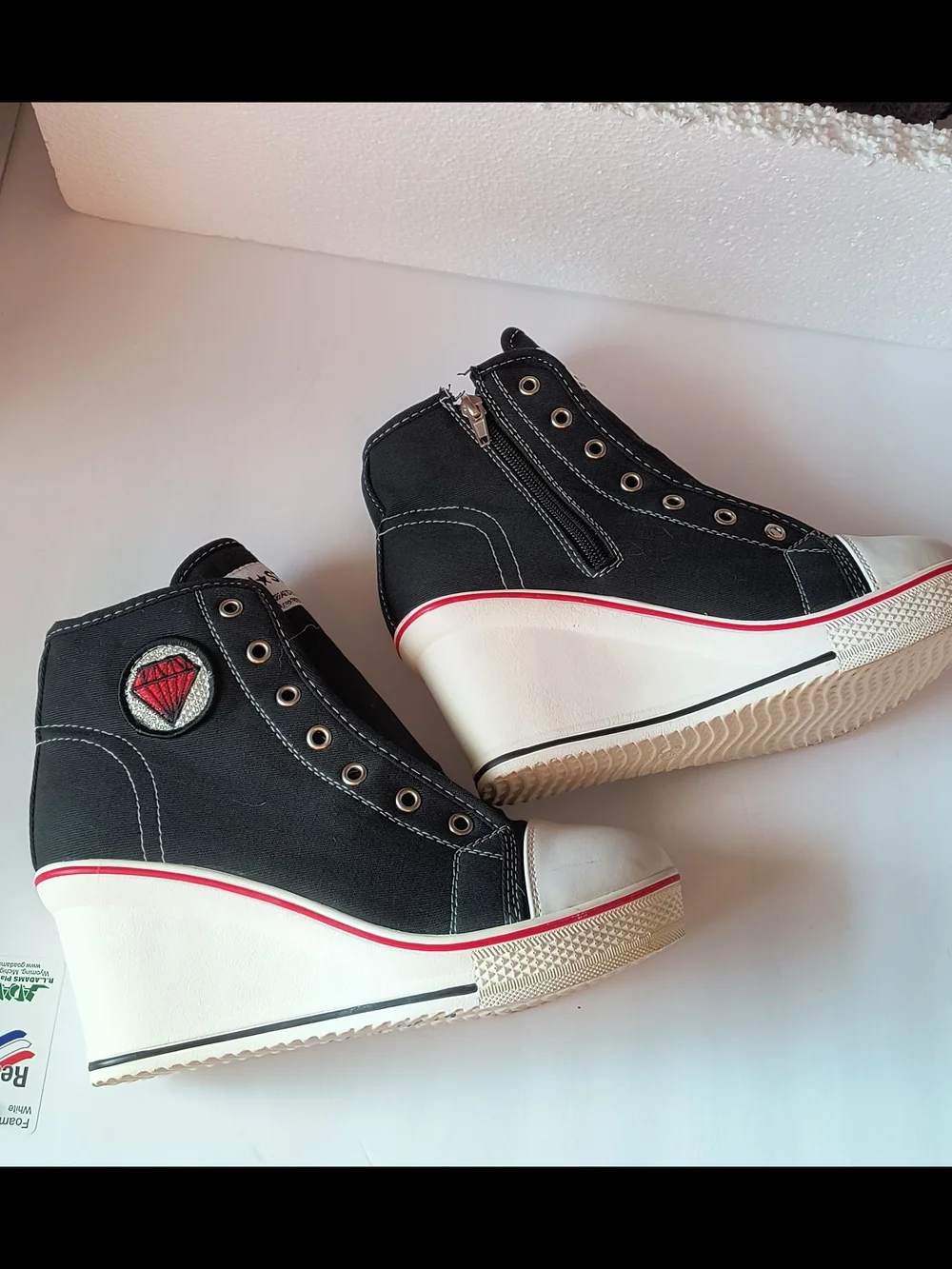 High-Top Wedge Ankle Boots in Black and White by